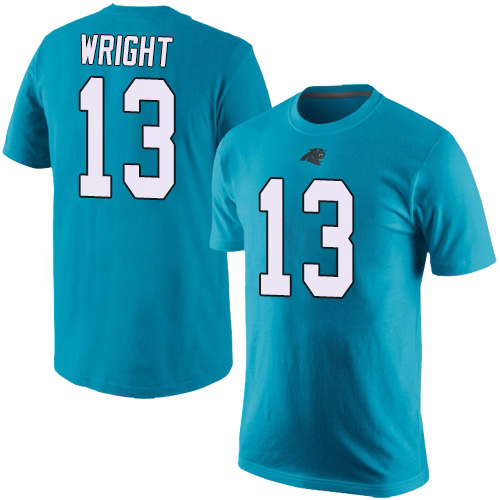 Carolina Panthers Men Blue Jarius Wright Rush Pride Name and Number NFL Football #13 T Shirt